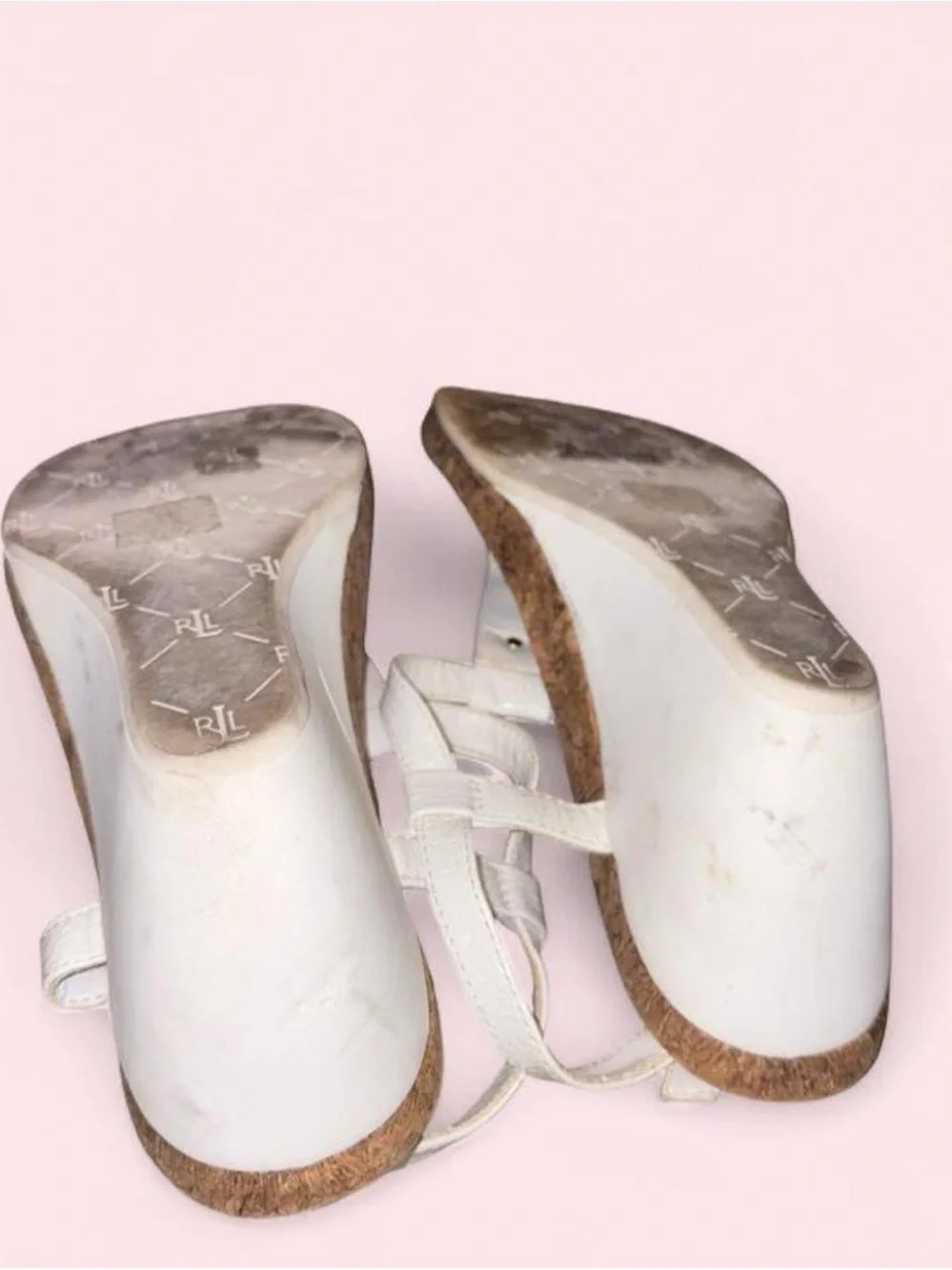 Lauren Ralph Lauren White Cork Thong Sandals
